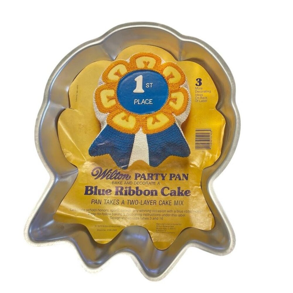 Vintage Wilton Blue Ribbon Cake Decorating Pan & Instructions Set